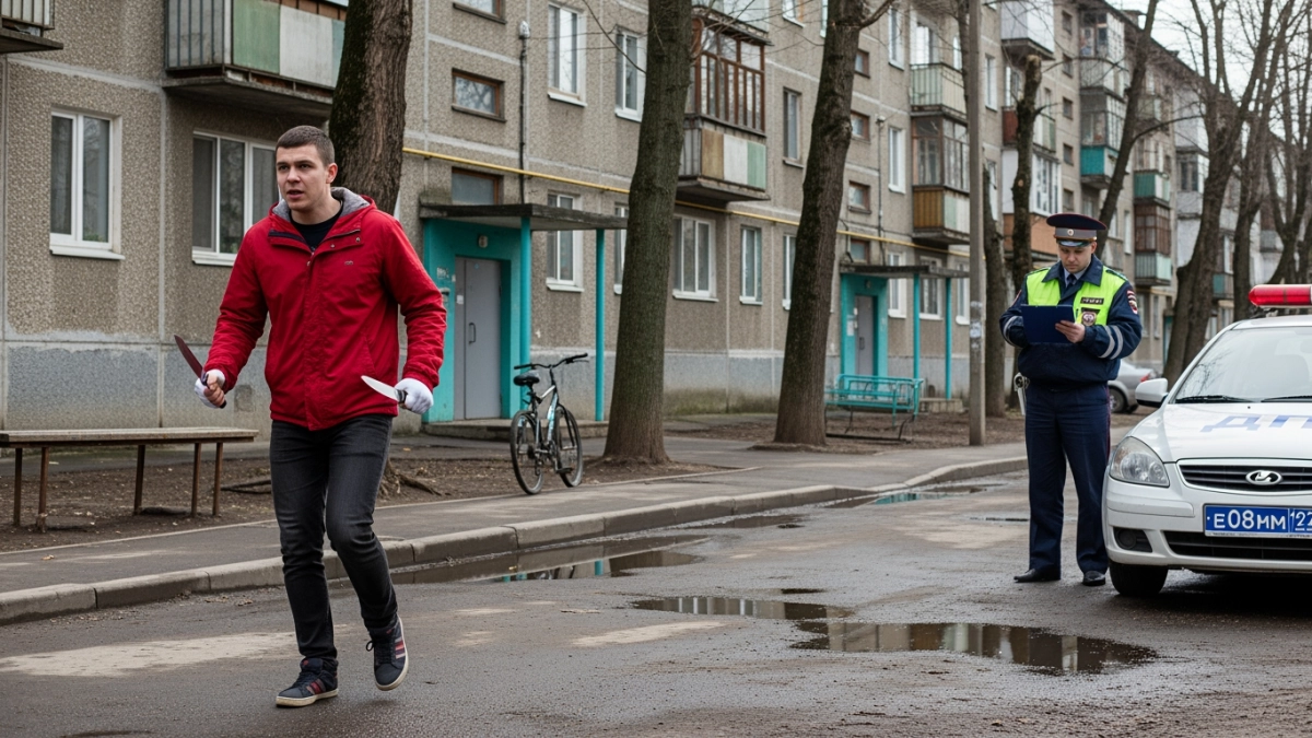 В Ивантеевке задержали пьяного мужчину с ножами на крышах машин