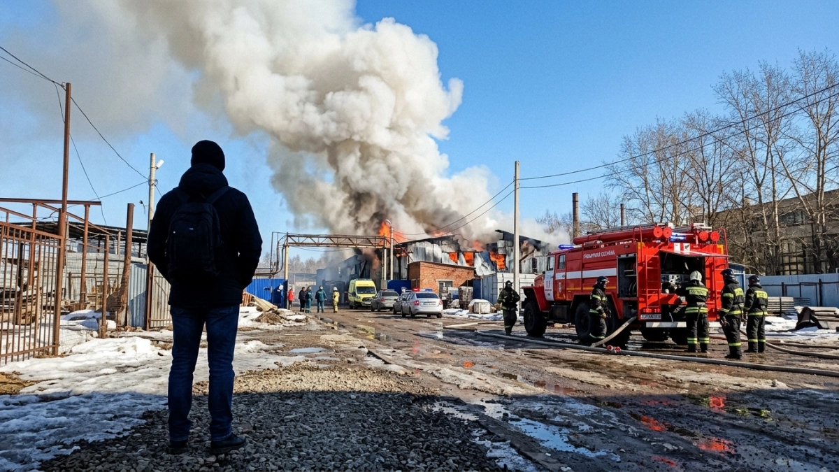 Пожар на строительном рынке в Подмосковье охватил 1800 кв. м