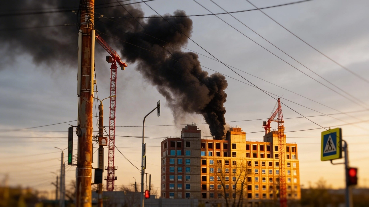 В Челябинске загорелся строящийся ЖК «Голос Меридиан»: пострадавших нет