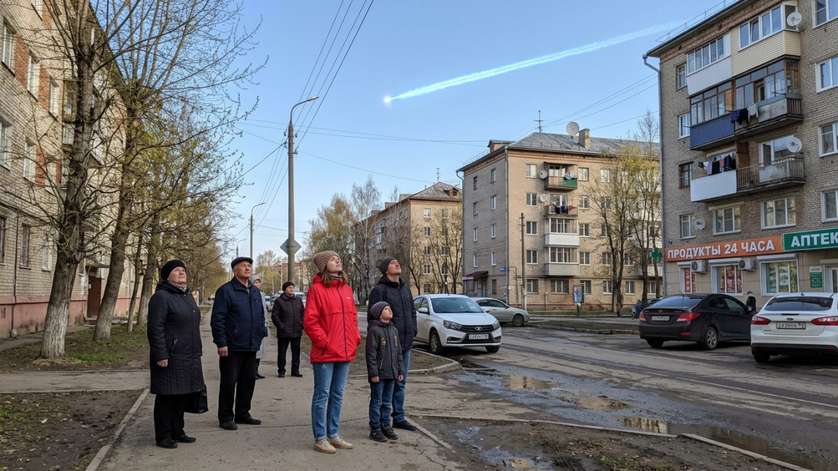 Россияне увидели ярко-голубой шлейф от ракеты «Союз» в ночном небе