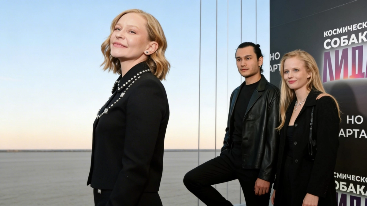 Пересильд, Бортич и Макаров на премьере «Космической собаки Лиды»