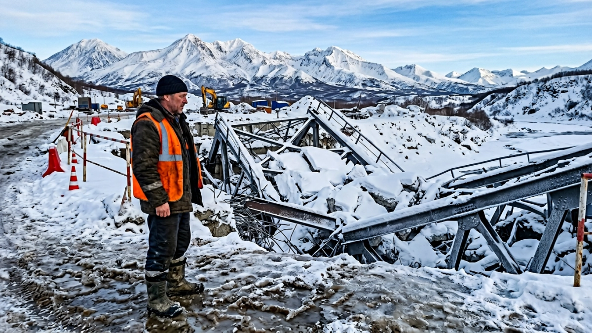 Строящийся мост у Карымшинских источников обрушился под весом снега