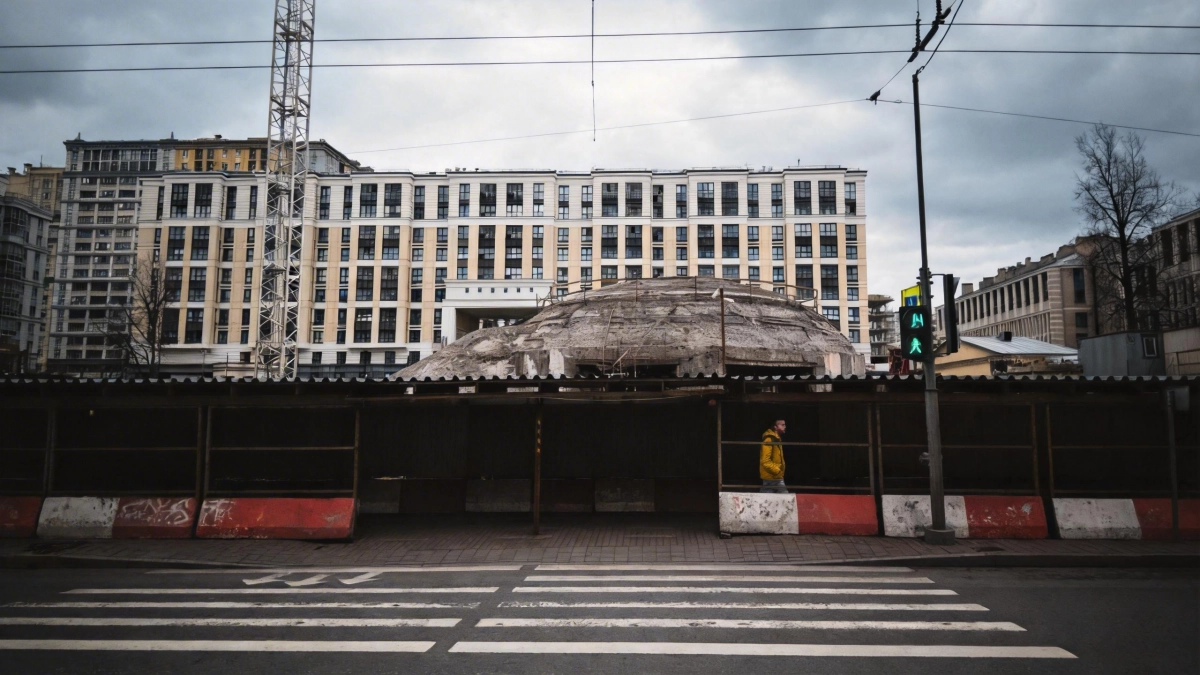 На «Фрунзенской» выросли первые колонны семиэтажного вестибюля метро