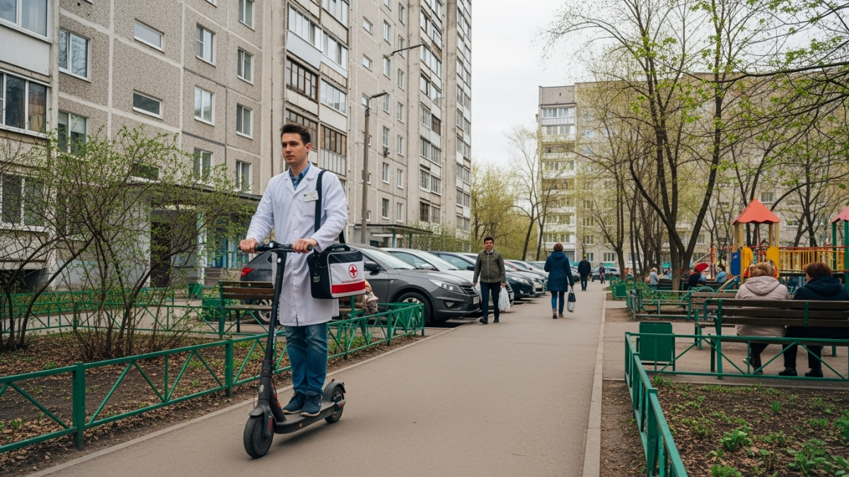 Педиатры Челябинска пересели на электросамокаты, чтобы быстрее добираться к пациентам