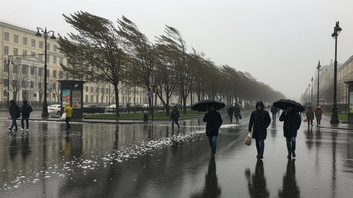 Порывы ветра до 16 м/с и мокрый снег ожидают Московский регион