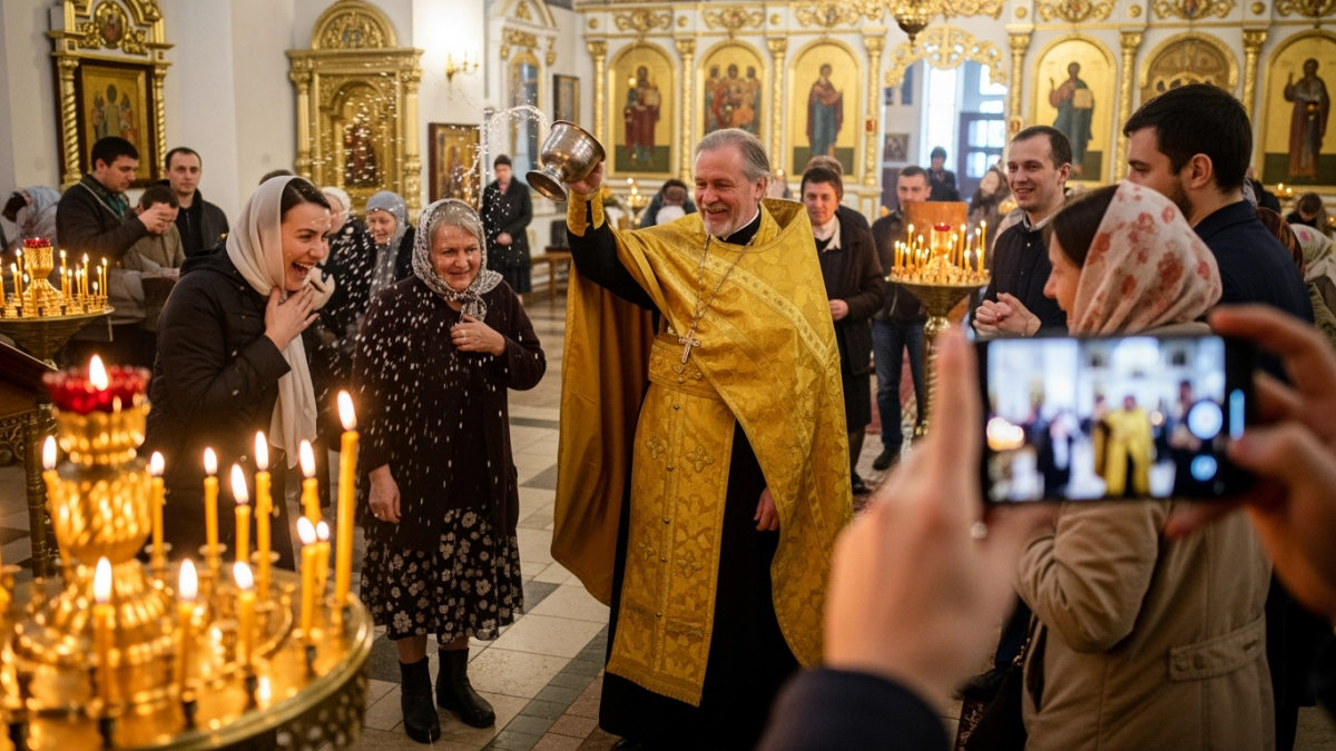Священник вылил кубок святой воды на прихожан на Пасху — реакция разделила верующих