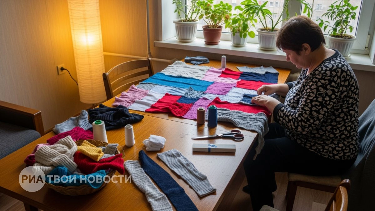 Больше не трачу деньги на пледы: шью их из ненужных свитеров, которые служат десятилетиями и согревают лучше покупных