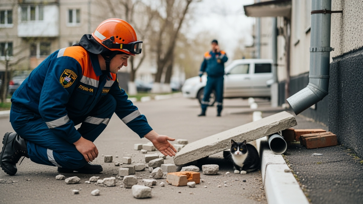 Спасатели нашли кошку живой в доме, разрушенном БПЛА в Туапсе