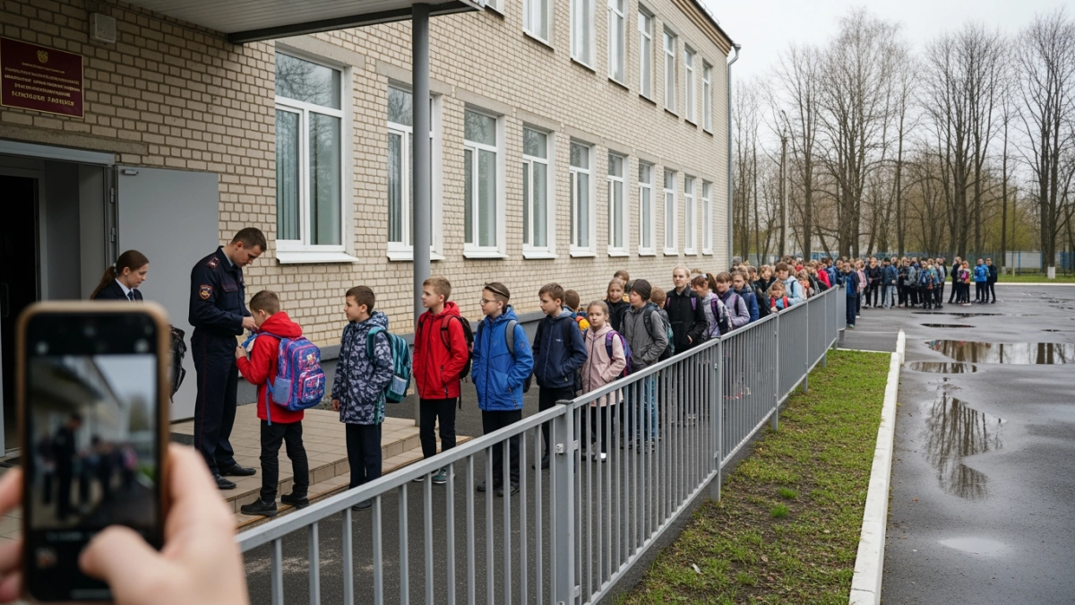 В школе Екатеринбурга досматривают детей на оружие — очередь выходит за забор