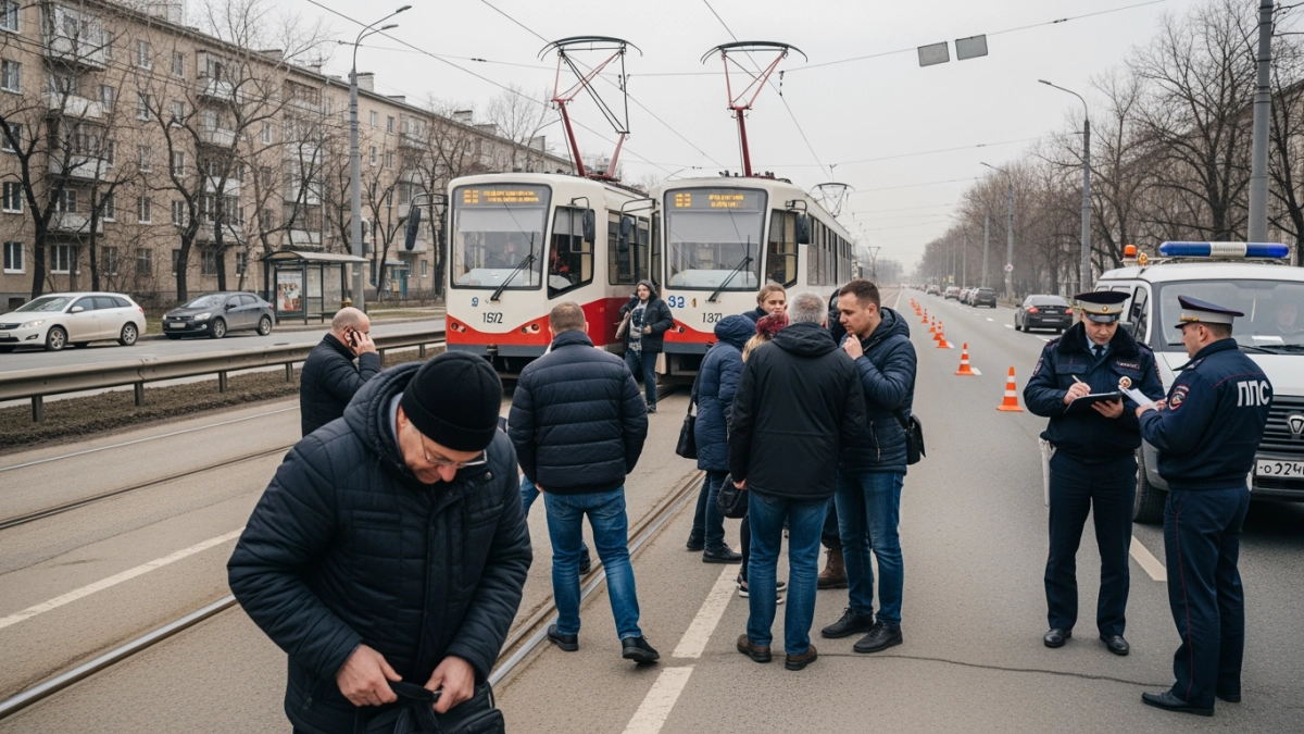 Два трамвая столкнулись на Петергофском шоссе: шестеро пострадавших