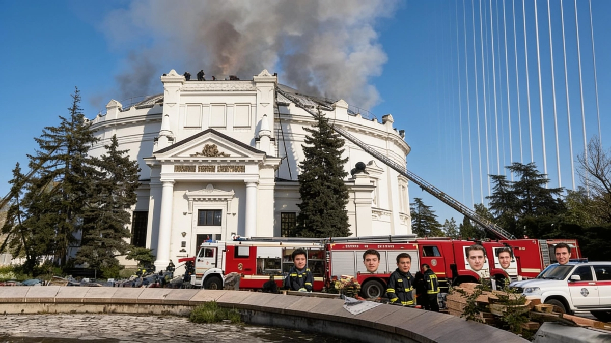 Более 80 человек тушат пожар в музее панорамы обороны Севастополя