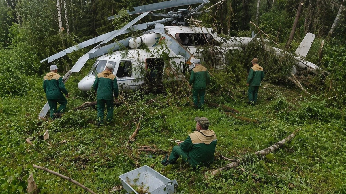 Появились первые кадры Ми-8Т после жесткой посадки в Красноярском крае