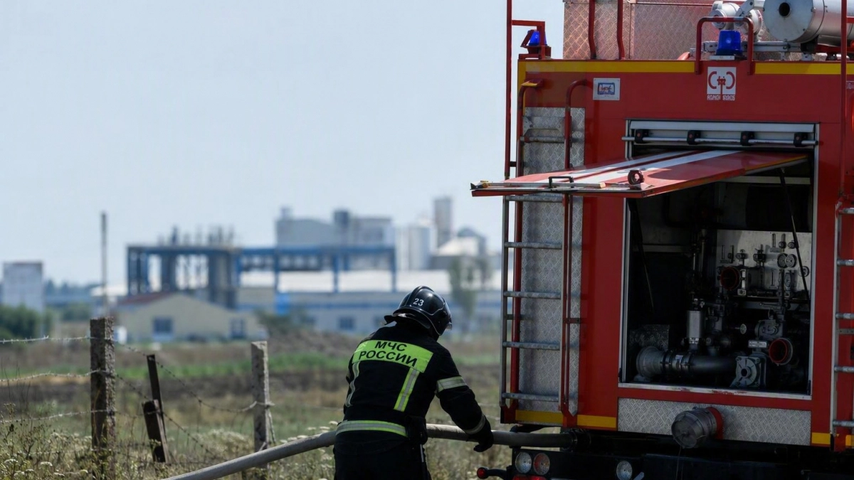 В пригороде Краснодара вспыхнул склад площадью 1 700 квадратных метров