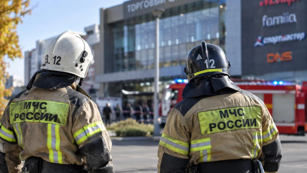 В Назарово загорелась кровля торгового центра на площади 800 квадратных метров
