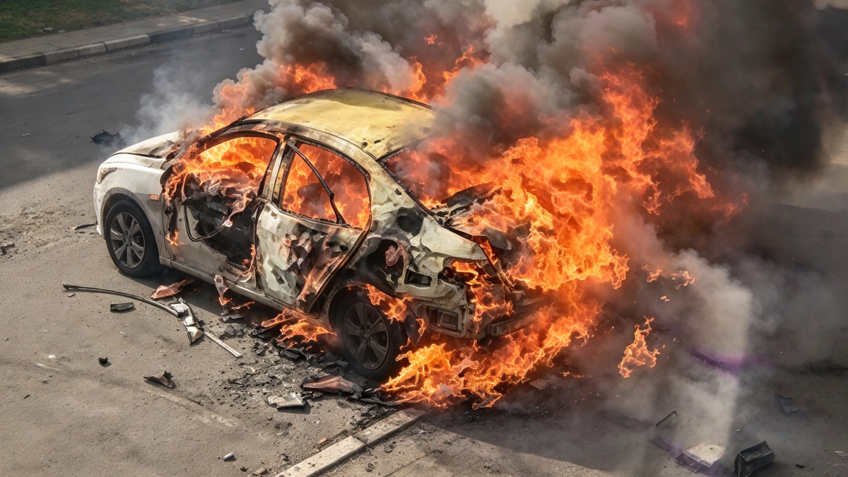 В Ульяновске после взрыва газового баллона сгорели два автомобиля